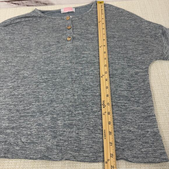 C + D + M Gray 1/4 Button Down Gray Basic Long Sleeve Size M Womens - Picture 6 of 7